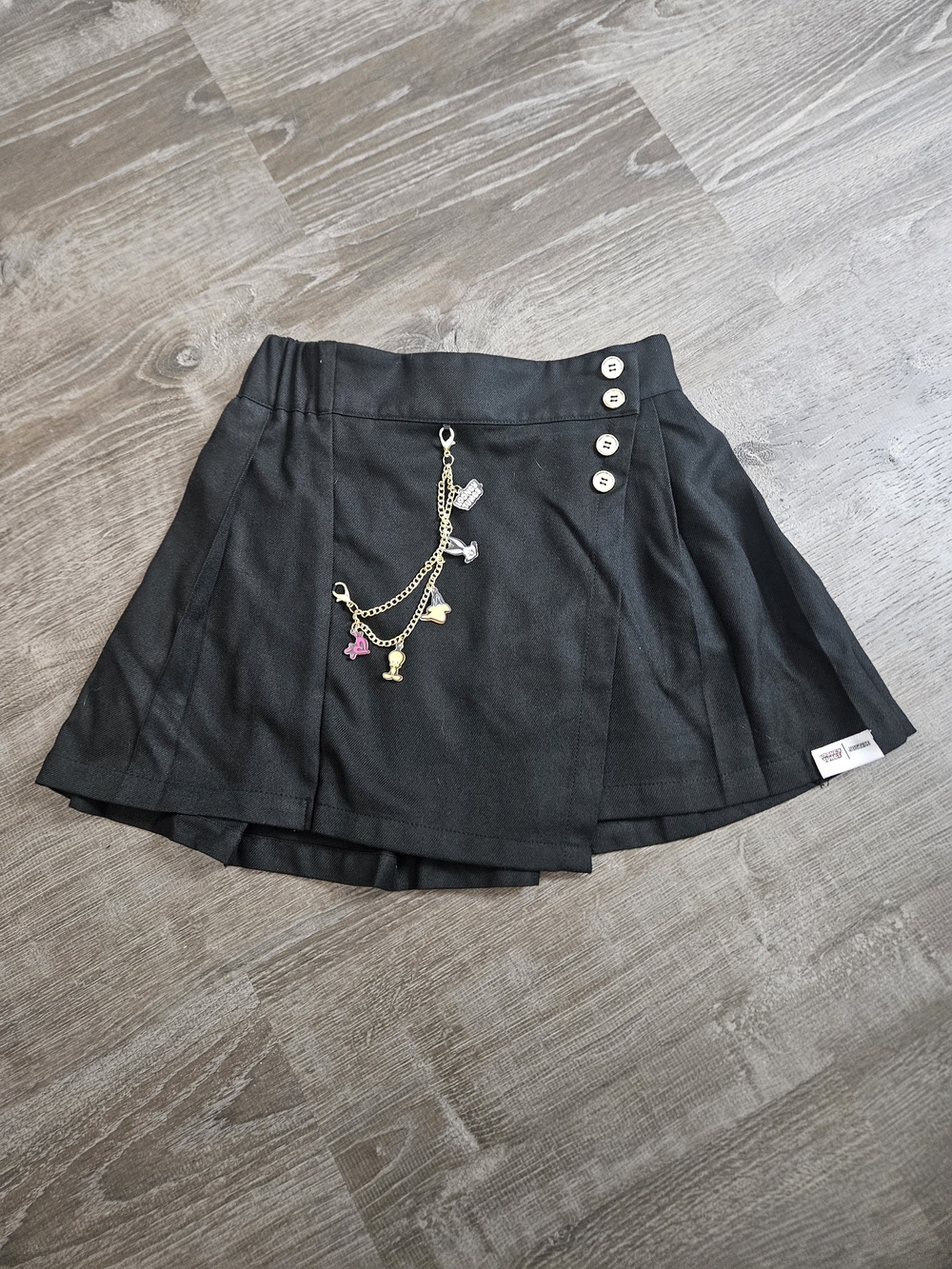 Justice Looney Tunes NWT Asymmetrical Pleated Black Skort Chain Girls M 10